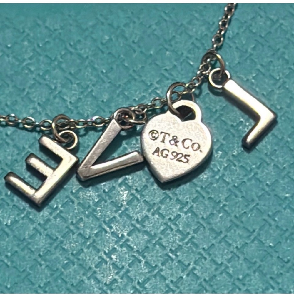 Tiffany & Co. Silver and Teal Love Necklace - Picture 2 of 6